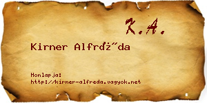 Kirner Alfréda névjegykártya